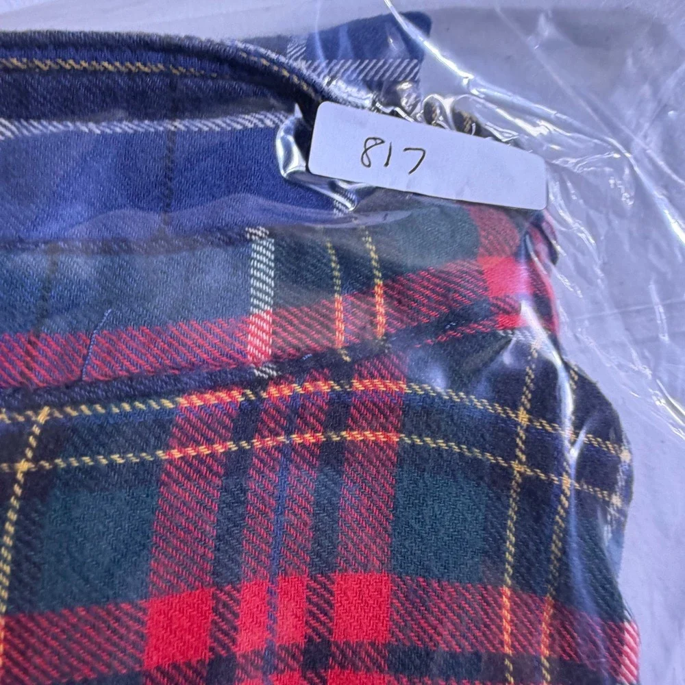 Old Navy Flannel Shirt Mens M Tall Blue Red Double-Brushed Plaid Cabincore Cozy